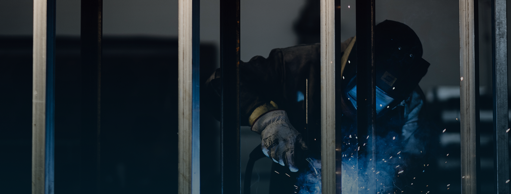 Welder working on steel fabrication